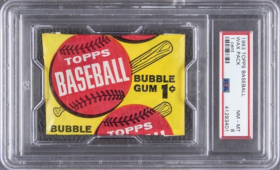 1963 Topps Baseball Unopened One-Cent Wax Pack – PSA NM-MT 8